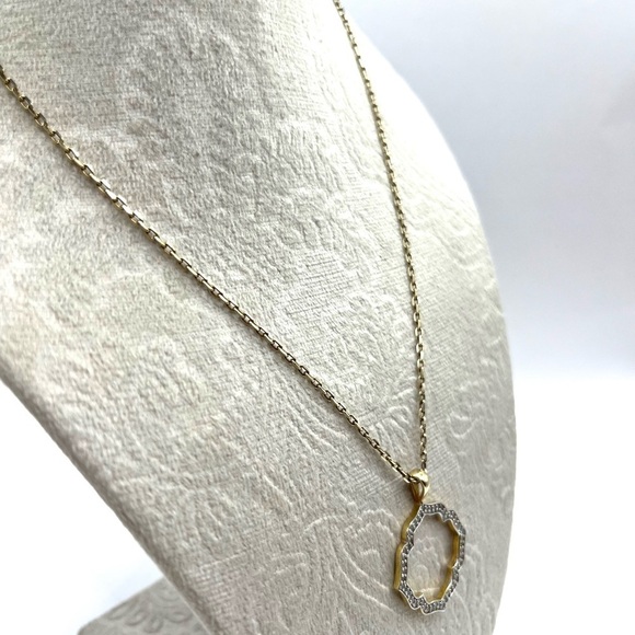 Ornate Open Necklace With Diamonds By Heng Ngai Gold over 925 SS Necklace - Picture 7 of 13